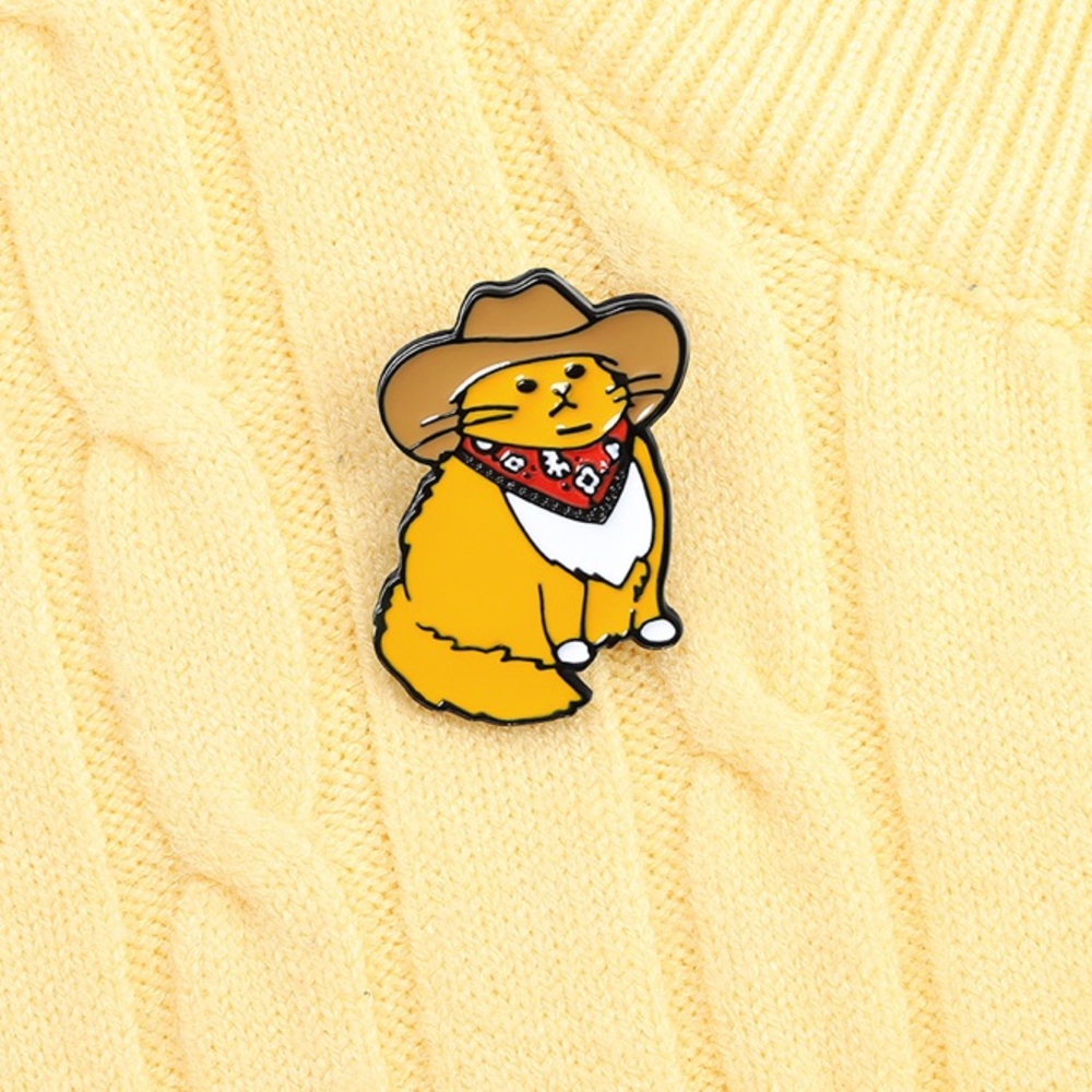 🎉 New Cowboy Hat Cat Enamel Pin